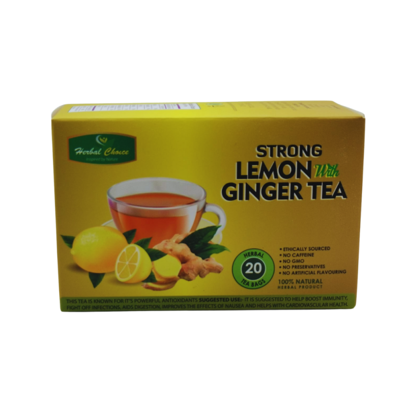 Strong Lemon and Ginger Tea Herbal Choice Teas 20 Caffeine-Free Tea Bags