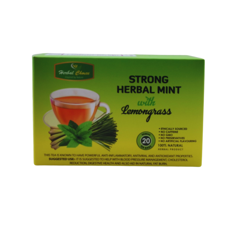 Strong Herbal Mint with Lemongrass Tea Herbal Choice Teas 20 Tea Bags